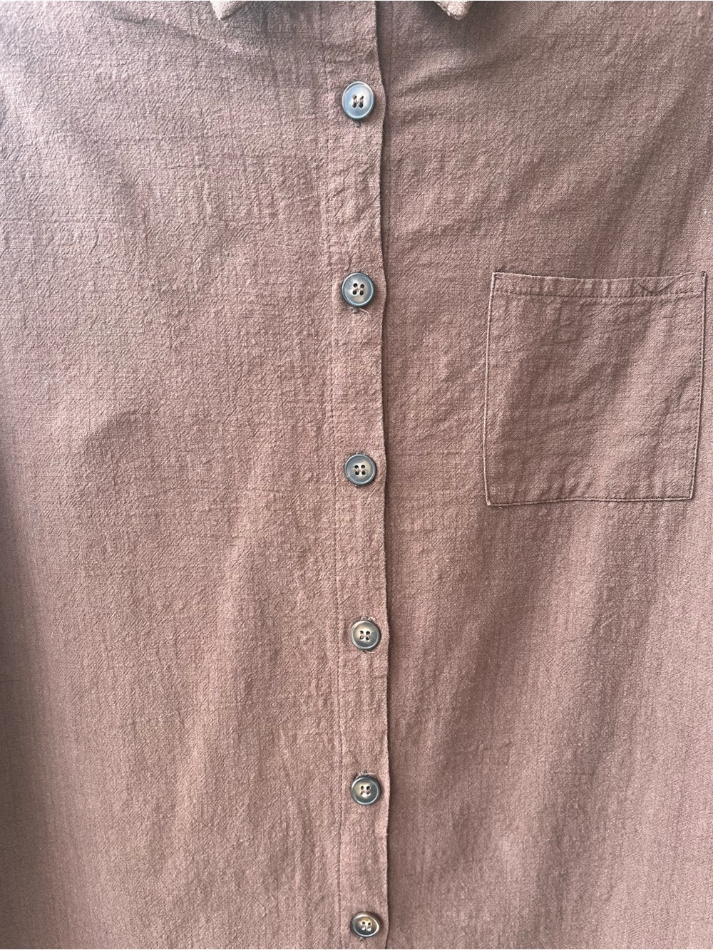 Rough Cotton Chocolate Brown Button Up Shirt - Picture 4 of 6